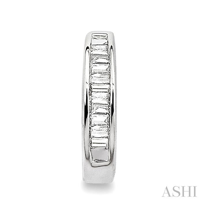 1/10 ctw Baguette Cut Diamond Huggie Earrings in 14K White Gold