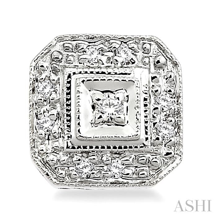 1/10 ctw Single Cut Diamond Vintage Earrings in 14K White Gold