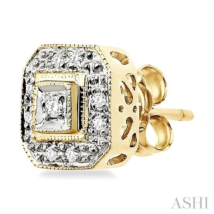 1/10 ctw Single Cut Diamond Vintage Earrings in 14K Yellow Gold