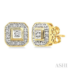 1/10 ctw Single Cut Diamond Vintage Earrings in 14K Yellow Gold