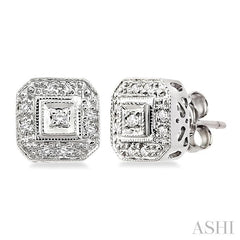 1/10 ctw Single Cut Diamond Vintage Earrings in 10K White Gold