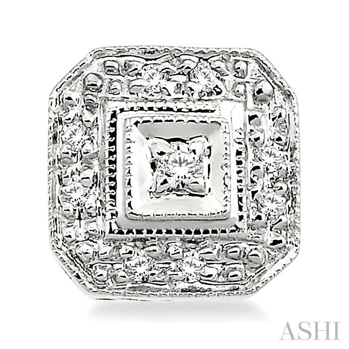 1/10 ctw Single Cut Diamond Vintage Earrings in 10K White Gold