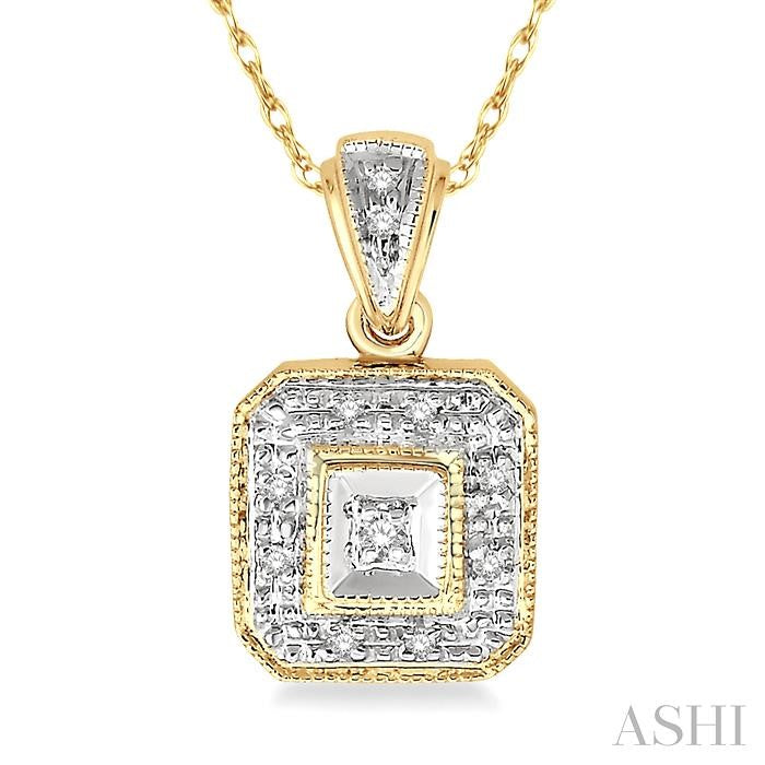 1/20 Ctw Round Cut Diamond Vintage Pendant in 14K Yellow Gold with Chain