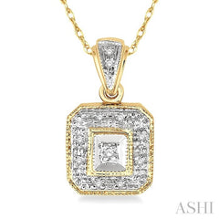 1/20 Ctw Round Cut Diamond Vintage Pendant in 14K Yellow Gold with Chain