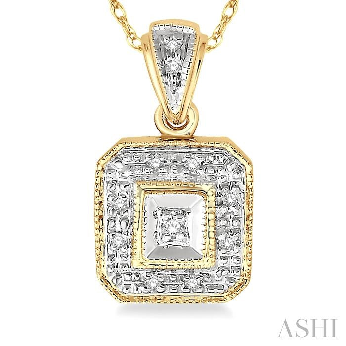 1/20 Ctw Round Cut Diamond Vintage Pendant in 14K Yellow Gold with Chain