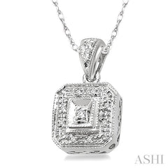 1/20 Ctw Round Cut Diamond Vintage Pendant in 10K White Gold with Chain