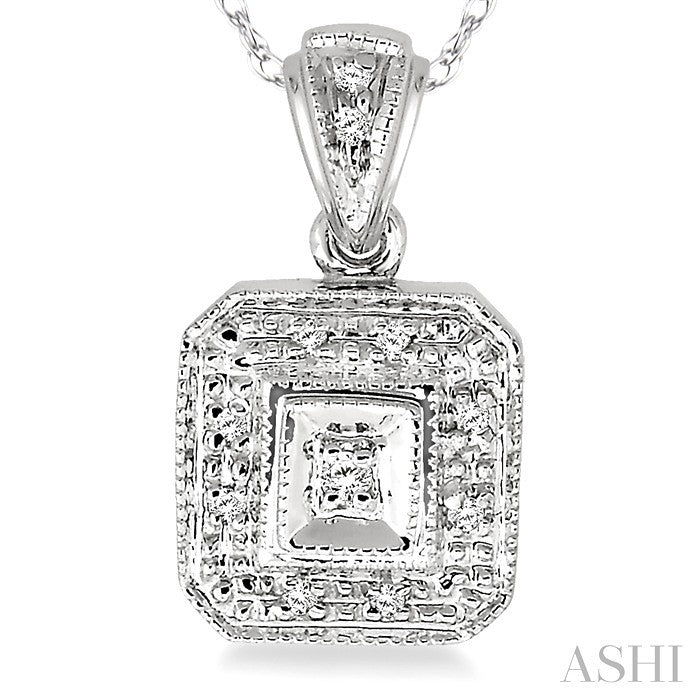 1/20 Ctw Round Cut Diamond Vintage Pendant in 10K White Gold with Chain