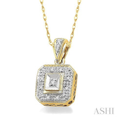 1/20 Ctw Round Cut Diamond Vintage Pendant in 10K Yellow Gold with Chain