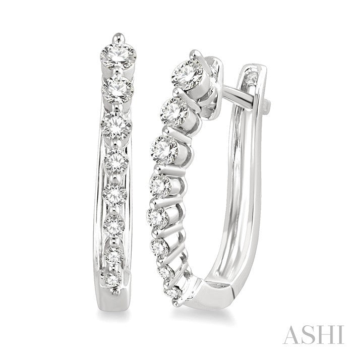 1/2 Ctw Journey Hoop Earrings in 14K White Gold