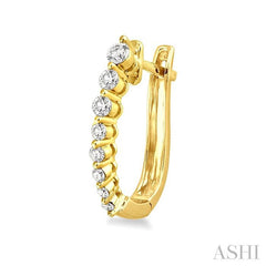 1/2 ctw Journey Hoop Earrings in 14K Yellow Gold
