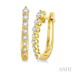 1/2 ctw Journey Hoop Earrings in 14K Yellow Gold