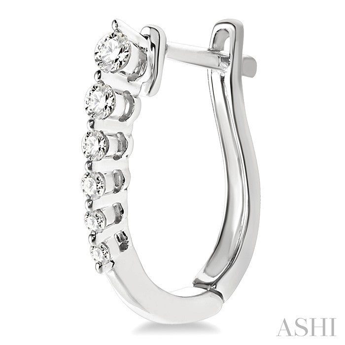 1/4 Ctw Journey Hoop Earrings in 14K White Gold
