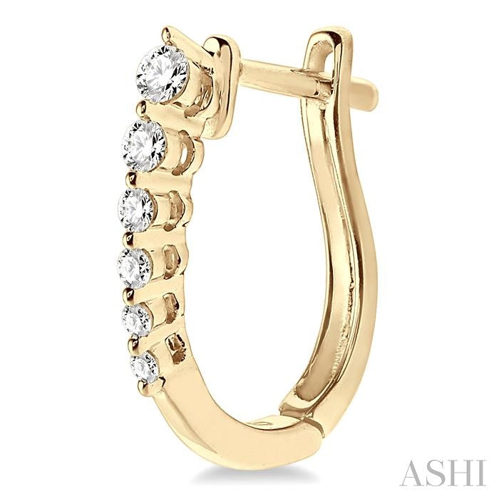 1/4 ctw Journey Hoop Earrings in 14K Yellow Gold