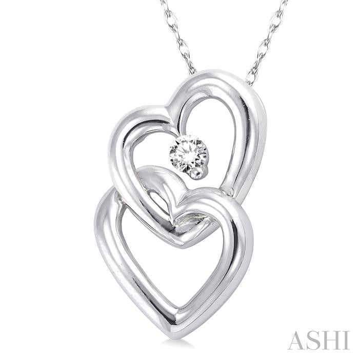 1/20 ctw Round Cut Diamond Pendant in 10K White Gold with Chain