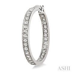 1 ctw Round Cut Diamond Hoop Earrings in 14K White Gold