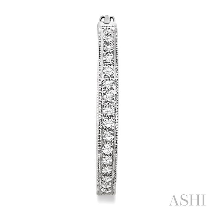 1 ctw Round Cut Diamond Hoop Earrings in 14K White Gold