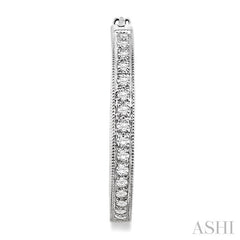 1 ctw Round Cut Diamond Hoop Earrings in 14K White Gold