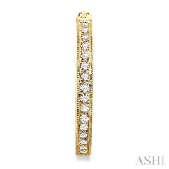 1 Ctw Round Cut Diamond Hoop Earrings in 14K Yellow Gold