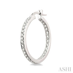 1/2 ctw Round Cut Diamond Hoop Earrings in 14K White Gold