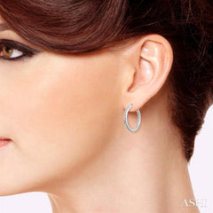 1/2 ctw Round Cut Diamond Hoop Earrings in 14K White Gold