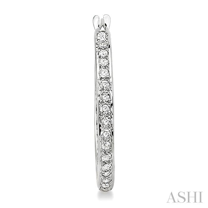 1/2 ctw Round Cut Diamond Hoop Earrings in 14K White Gold