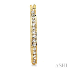 1/2 ctw Round Cut Diamond Hoop Earrings in 14K Yellow Gold