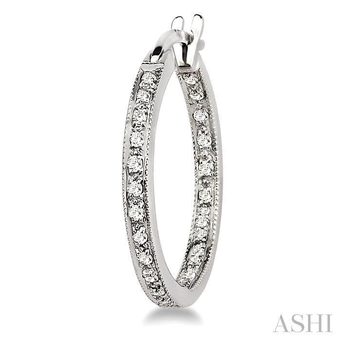 1/4 ctw Round Cut Diamond Hoop Earrings in 14K White Gold