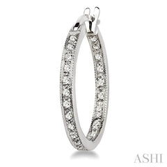 1/4 ctw Round Cut Diamond Hoop Earrings in 14K White Gold