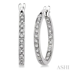 1/4 ctw Round Cut Diamond Hoop Earrings in 14K White Gold