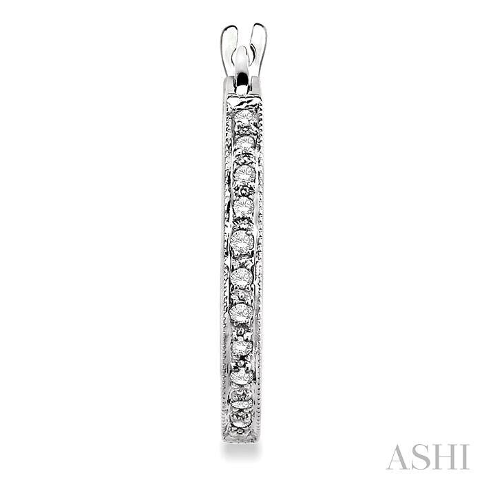 1/4 ctw Round Cut Diamond Hoop Earrings in 14K White Gold