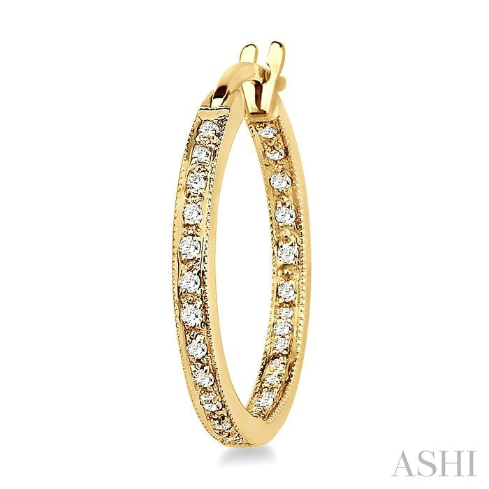1/4 ctw Round Cut Diamond Hoop Earrings in 14K Yellow Gold