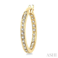 1/4 Ctw Round Cut Diamond Hoop Earrings in 14K Yellow Gold