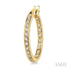 1/4 ctw Round Cut Diamond Hoop Earrings in 14K Yellow Gold