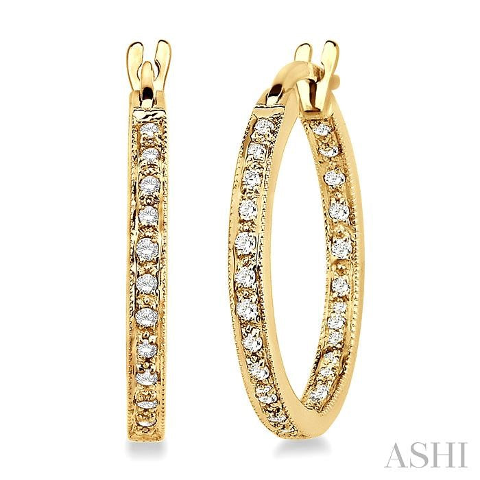 1/4 ctw Round Cut Diamond Hoop Earrings in 14K Yellow Gold