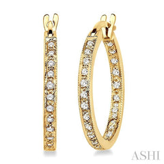 1/4 ctw Round Cut Diamond Hoop Earrings in 14K Yellow Gold