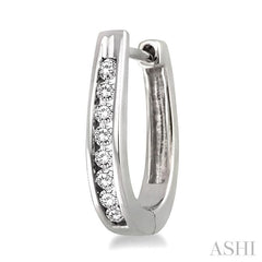 1/4 ctw Round Cut Diamond Hoop Earrings in 14K White Gold