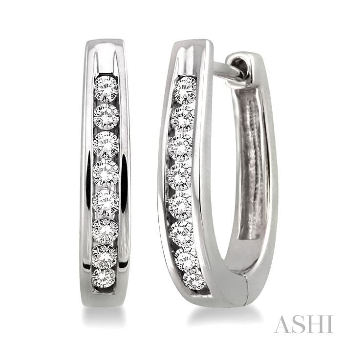 1/4 ctw Round Cut Diamond Hoop Earrings in 14K White Gold