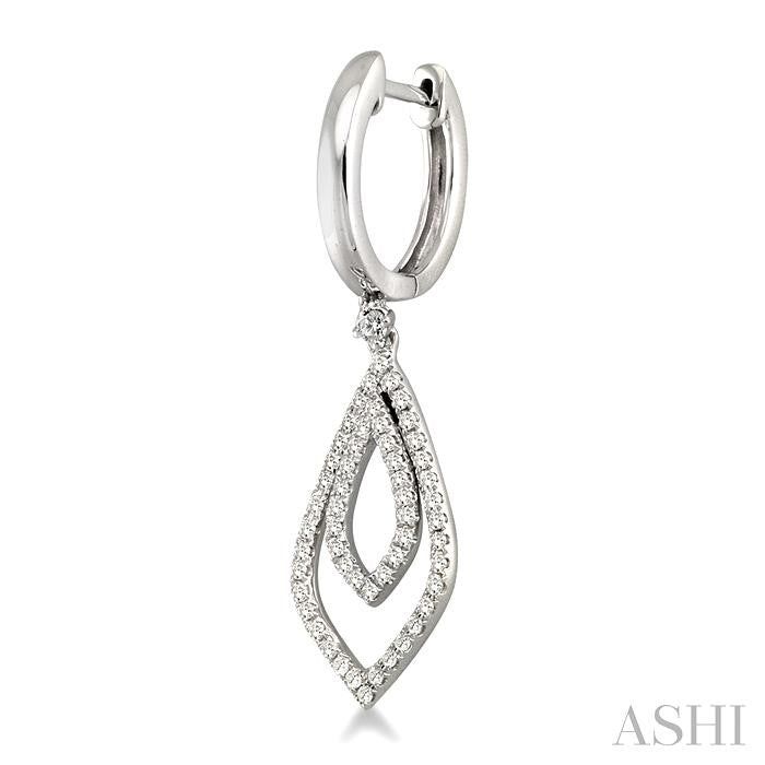 1/2 ctw Round Cut Diamond Dangle Earrings in 14K White Gold