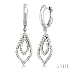 1/2 ctw Round Cut Diamond Dangle Earrings in 14K White Gold