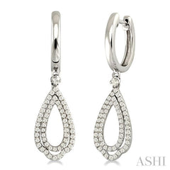 1/2 ctw Round Cut Diamond Tear Drop Earrings in 14K White Gold