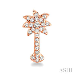 1/4 Ctw Round Cut Diamond Palm Tree Earrings in 14K Rose Gold