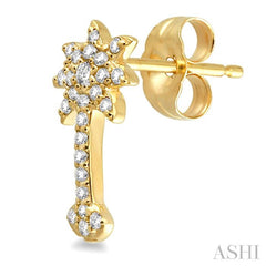 1/4 ctw Round Cut Diamond Palm Tree Earrings in 14K Yellow Gold