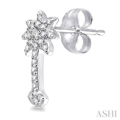 1/4 ctw Round Cut Diamond Palm Tree Earrings in 10K White Gold