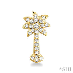 1/4 ctw Round Cut Diamond Palm Tree Earrings in 10K Yellow Gold