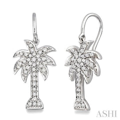 1/2 ctw Round Cut Diamond Palm Tree Earrings in 14K White Gold