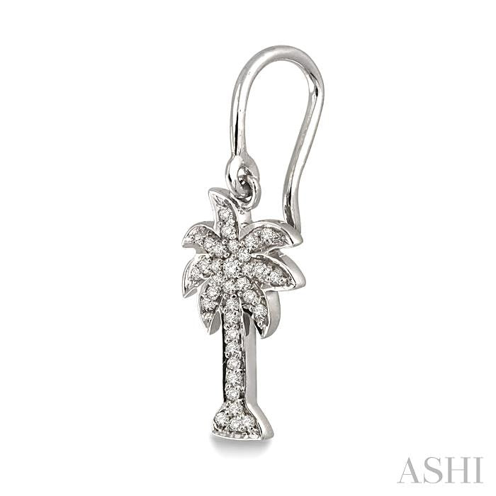 1/4 ctw Palm Tree Single Cut Diamond Earrings in 14K White Gold