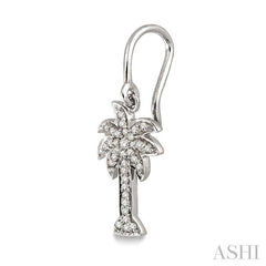 1/4 Ctw Palm Tree Round Cut Diamond Earrings in 14K White Gold