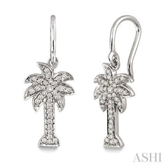 1/4 ctw Palm Tree Single Cut Diamond Earrings in 14K White Gold