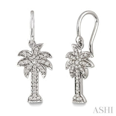 1/4 ctw Palm Tree Single Cut Diamond Earrings in 10K White Gold