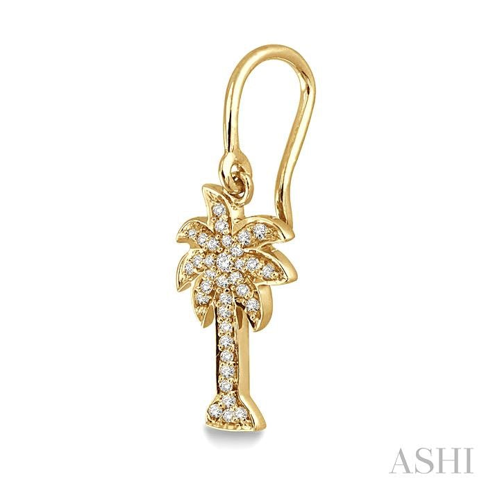 1/4 Ctw Palm Tree Round Cut Diamond Earrings in 10K Yellow Gold